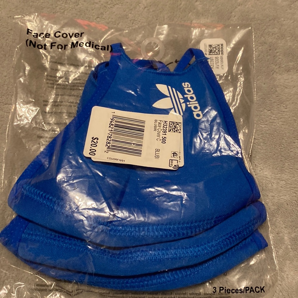 Adidas blue mask set of 3